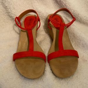 Cute Strappy swedge sandals reddish orange color